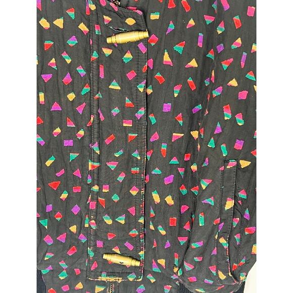 Vintage Crisca Wool/SillbBlend Printed Long Sleeve Full Zip Bomber Jacket 36 - Picture 4 of 11